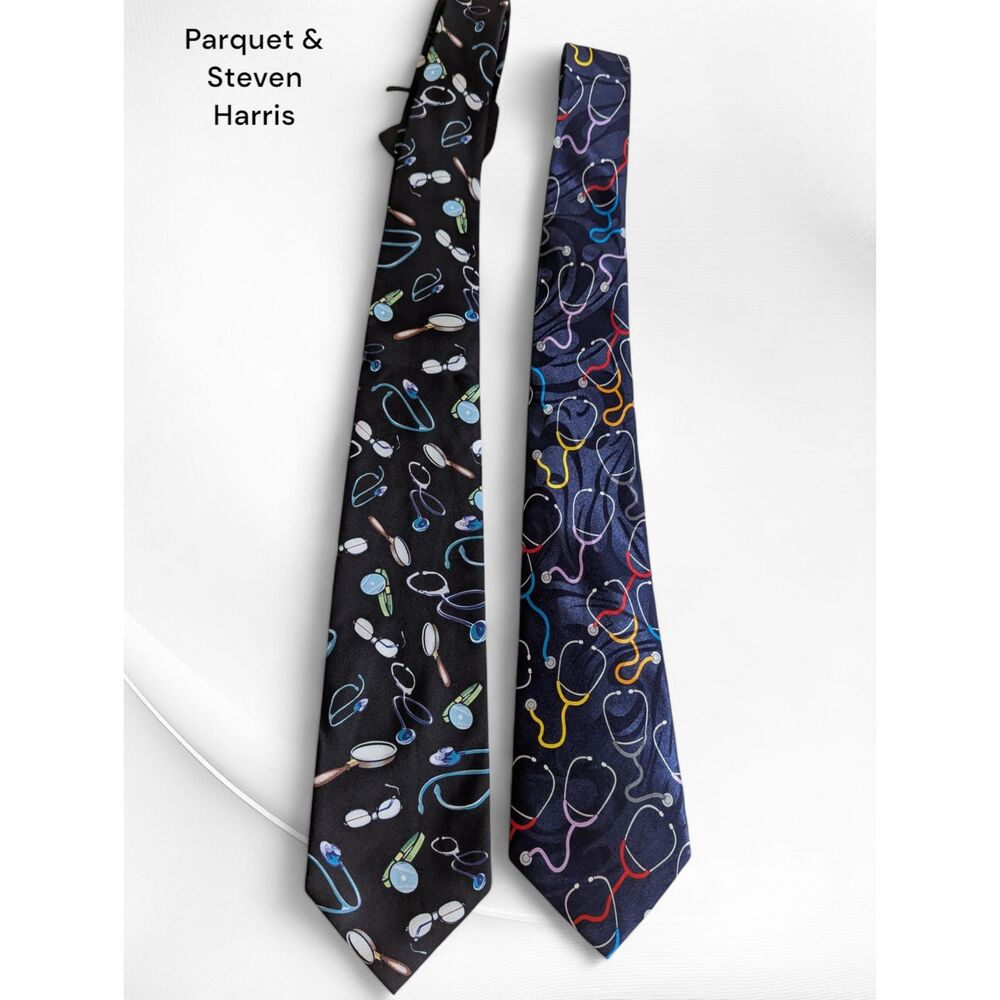Bundle of 2 medical theme novelty ties (Steven Harris & Parquet)